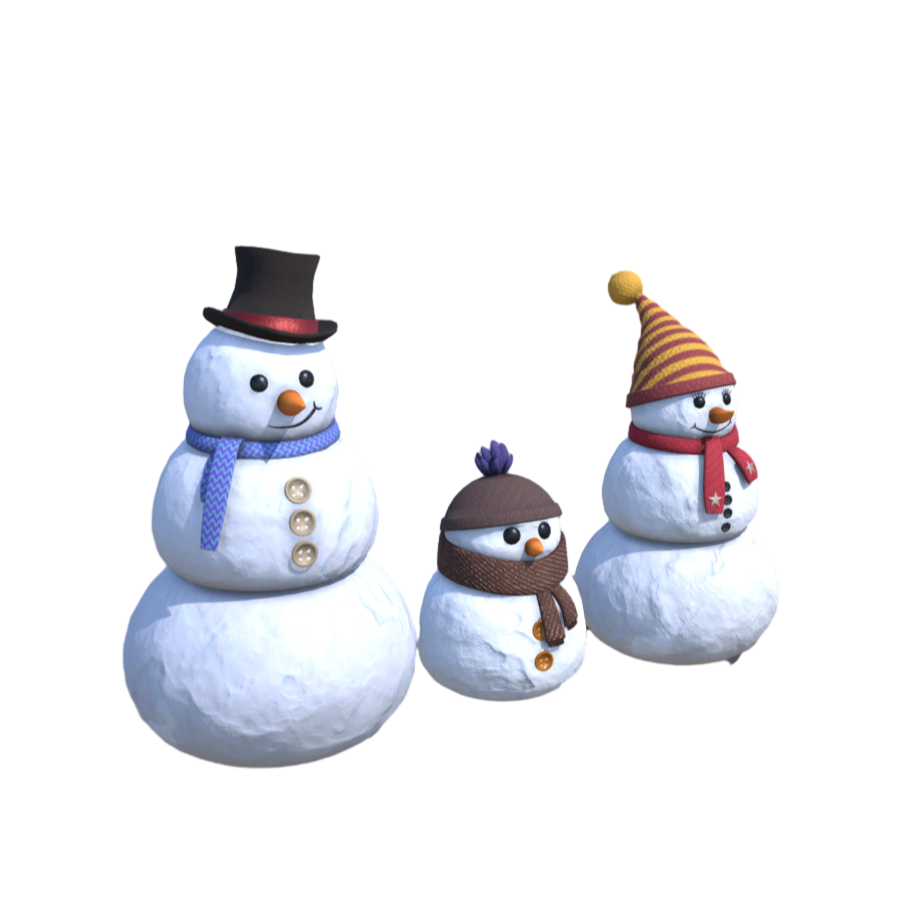 冬季场景装饰y雪人的一家3D模型
