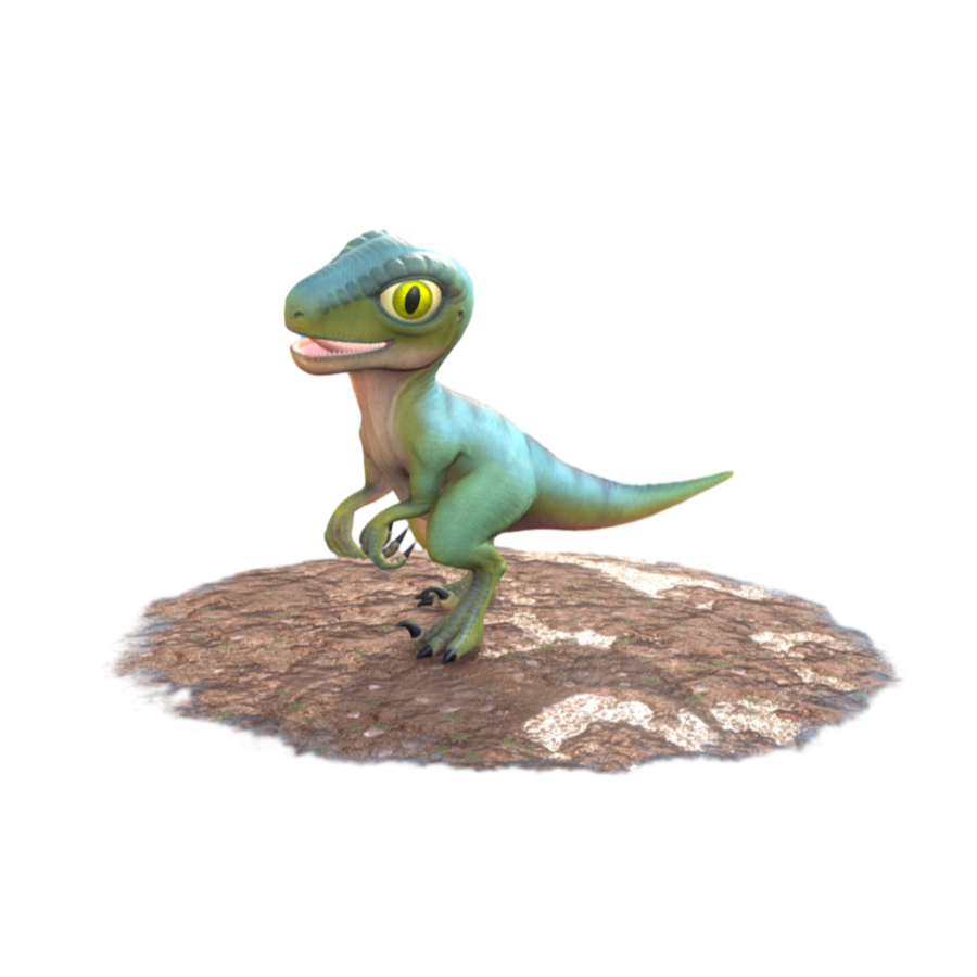 Green Q version cartoon small dinosaur 3D model