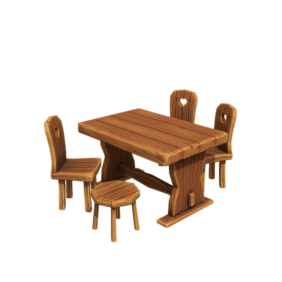 Hand-painted cartoon solid wood table 3D model