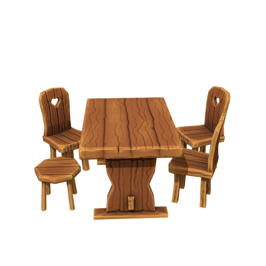Hand-painted cartoon solid wood table 3D model