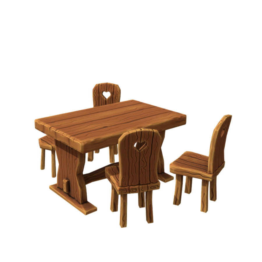 Hand-painted cartoon solid wood table 3D model