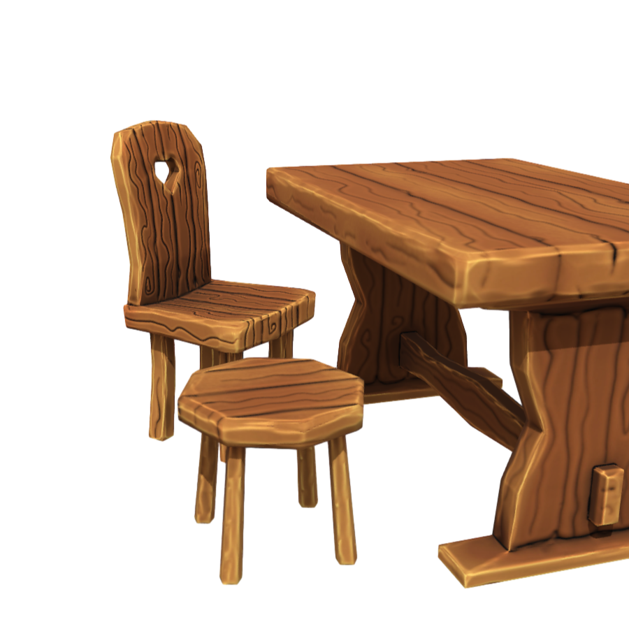 Hand-painted cartoon solid wood table 3D model