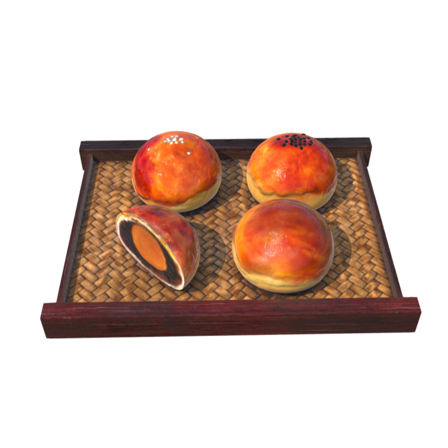 Mid-Autumn moon cake with egg yolk filling 3D model