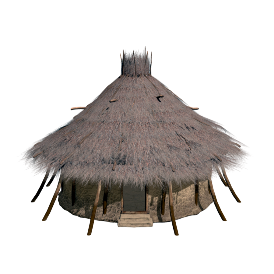 Original village thatched house soil house 3D model