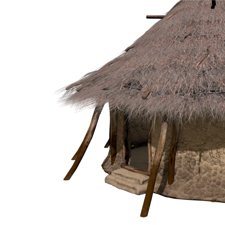 Original village thatched house soil house 3D model