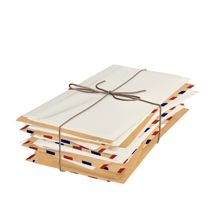 3D model of a stack of envelopes and document bags