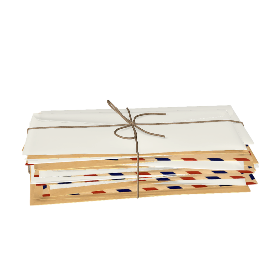 3D model of a stack of envelopes and document bags