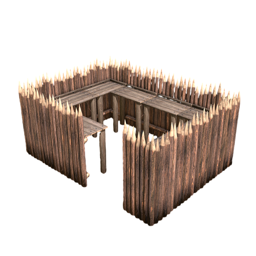Medieval Wood Fence Wall 3D Model