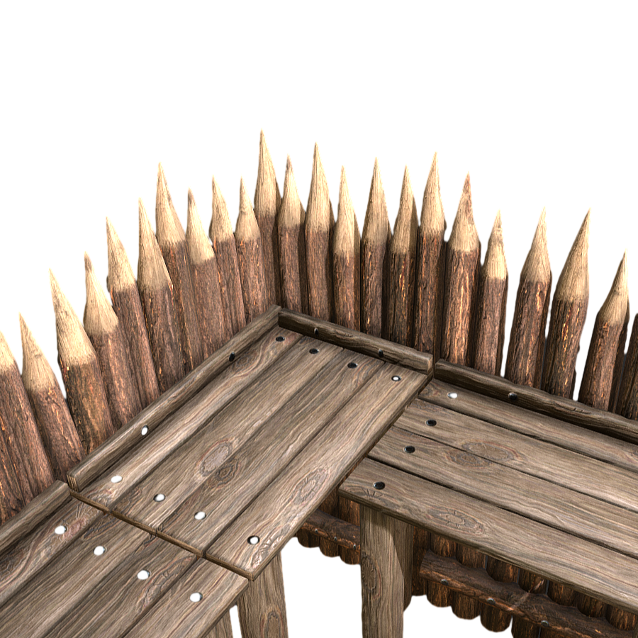 Medieval Wood Fence Wall 3D Model