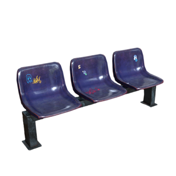 Purple public seat 3D model covered with graffiti