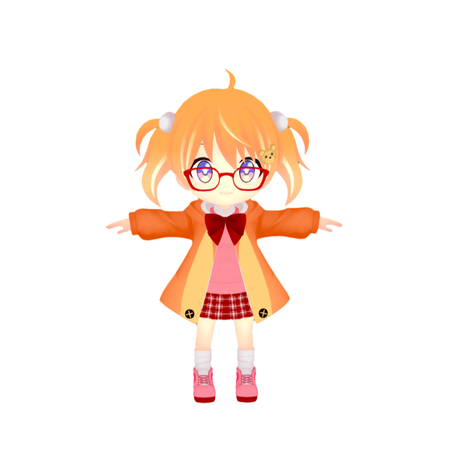 The cute Q version of the cartoon hand-painted little girl 3D model