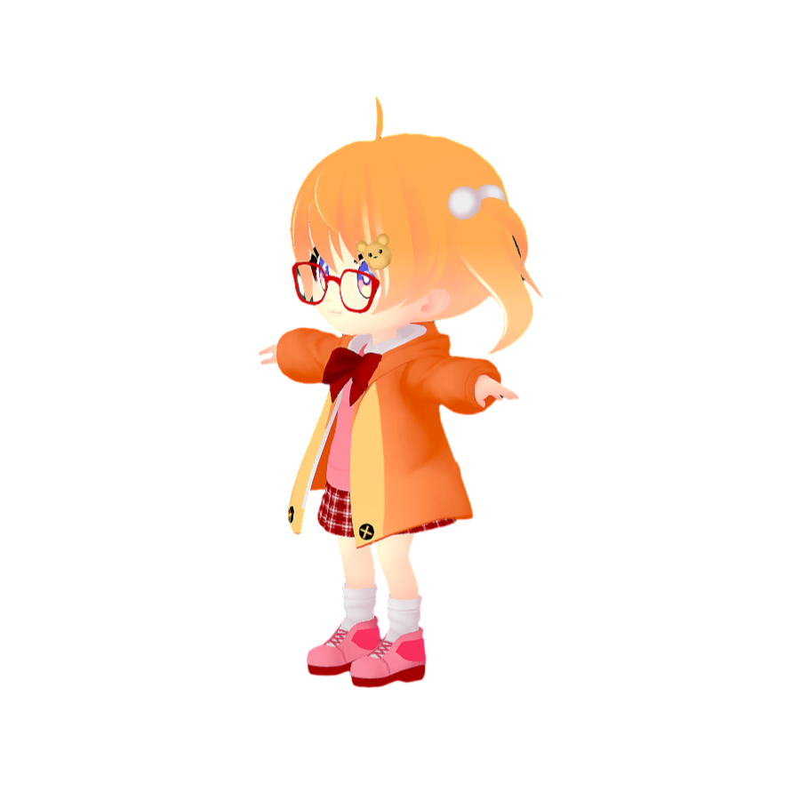 The cute Q version of the cartoon hand-painted little girl 3D model