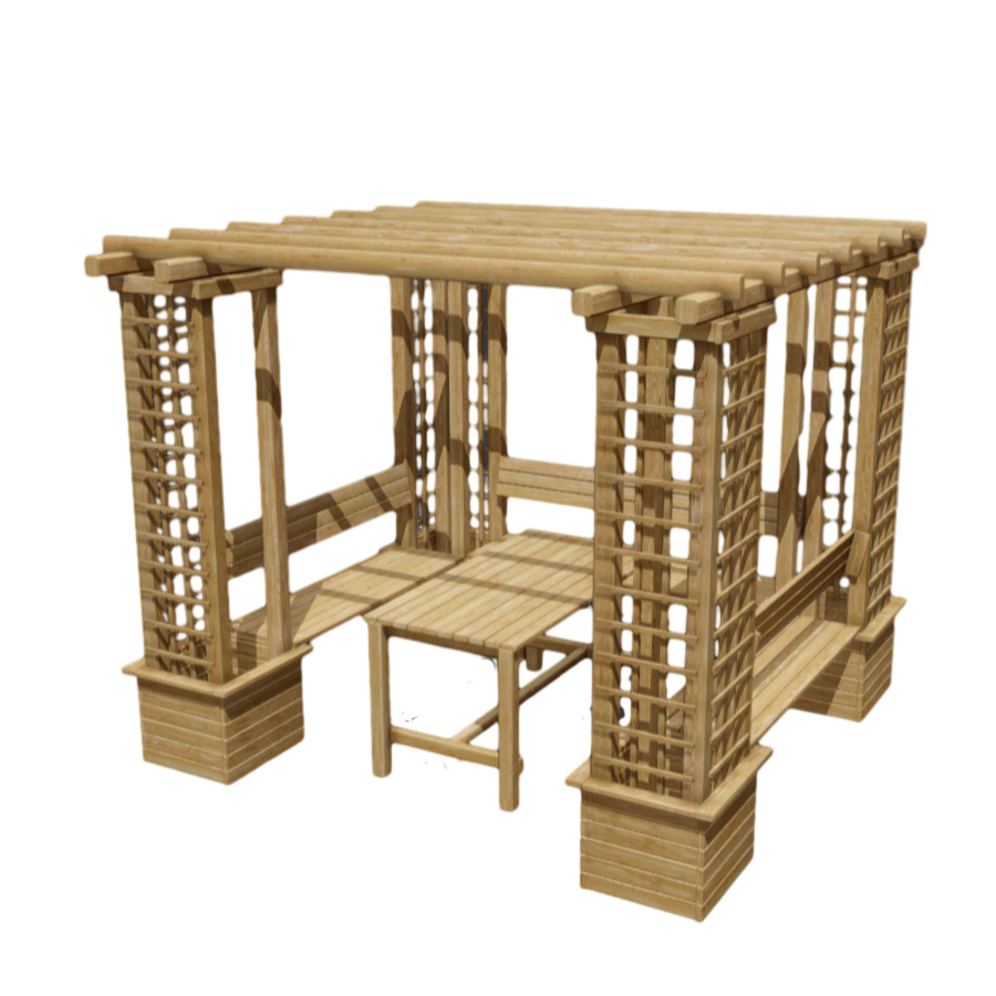 Modern outdoor solid wood rest pavilion 3D model