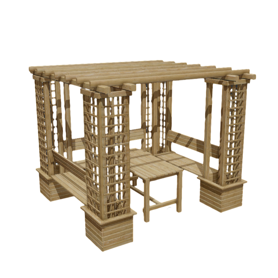 Modern outdoor solid wood rest pavilion 3D model