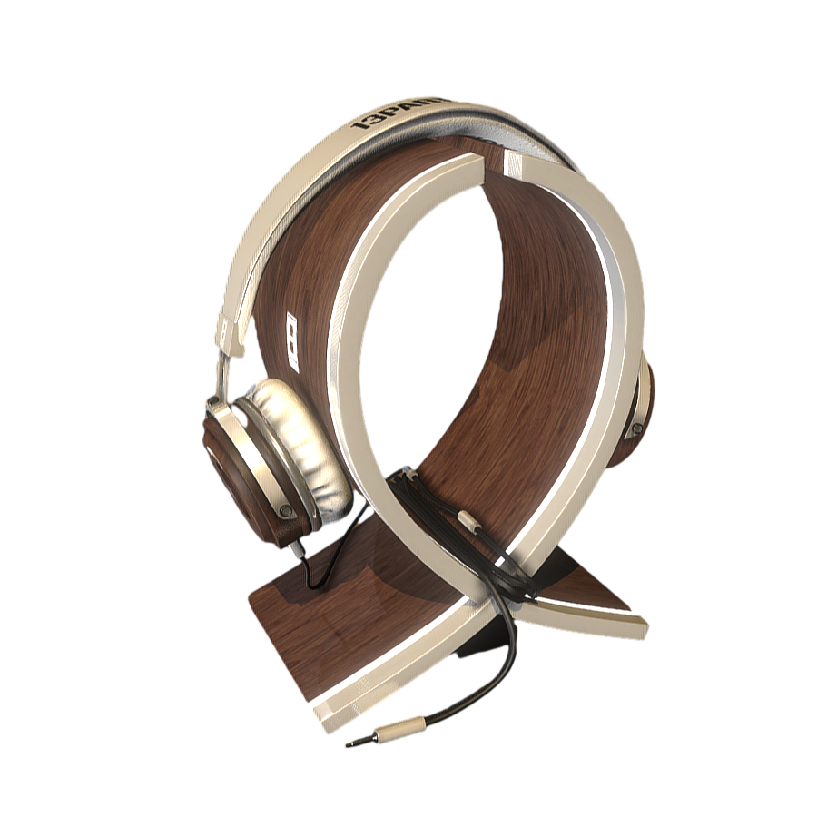 Modern headphones with headphone holder 3D model
