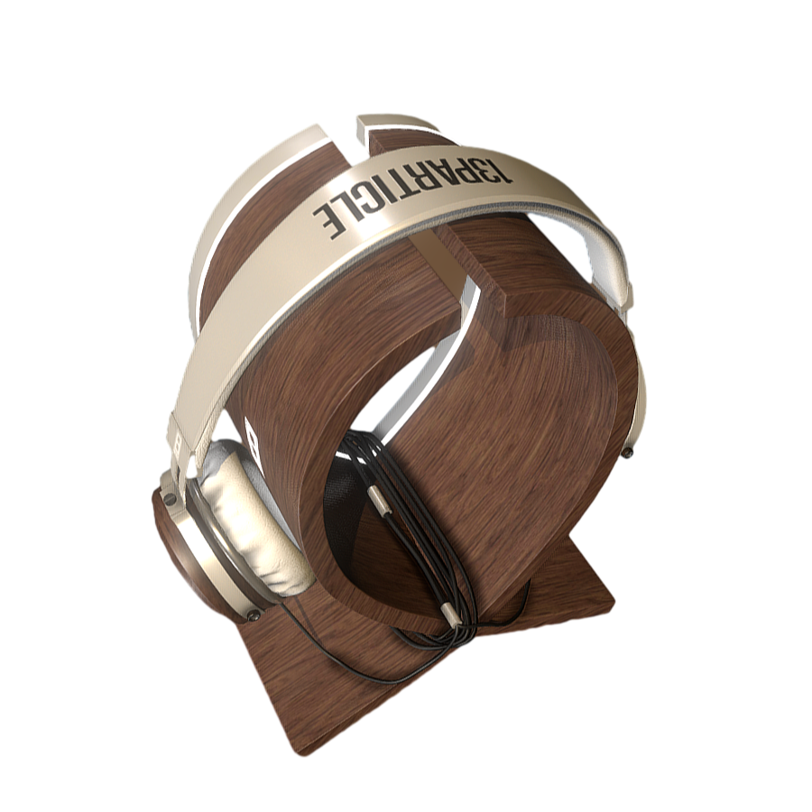 Modern headphones with headphone holder 3D model