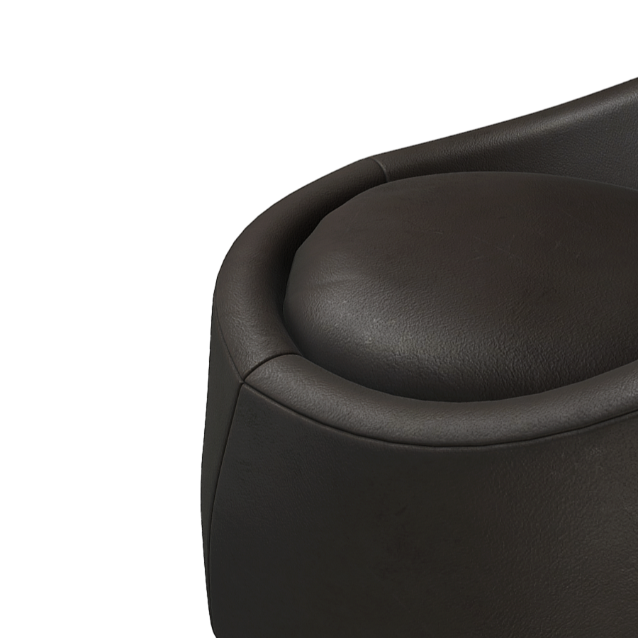 Black Modern Single Leather Sofa 3D Model