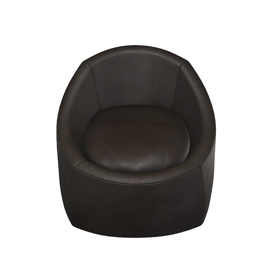 Black Modern Single Leather Sofa 3D Model