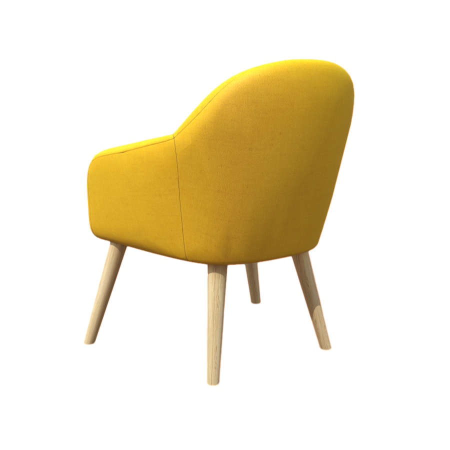 Modern Minimalist Yellow Fabric Chair 3D Model