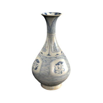 Blue and white porcelain porcelain vase 3D model