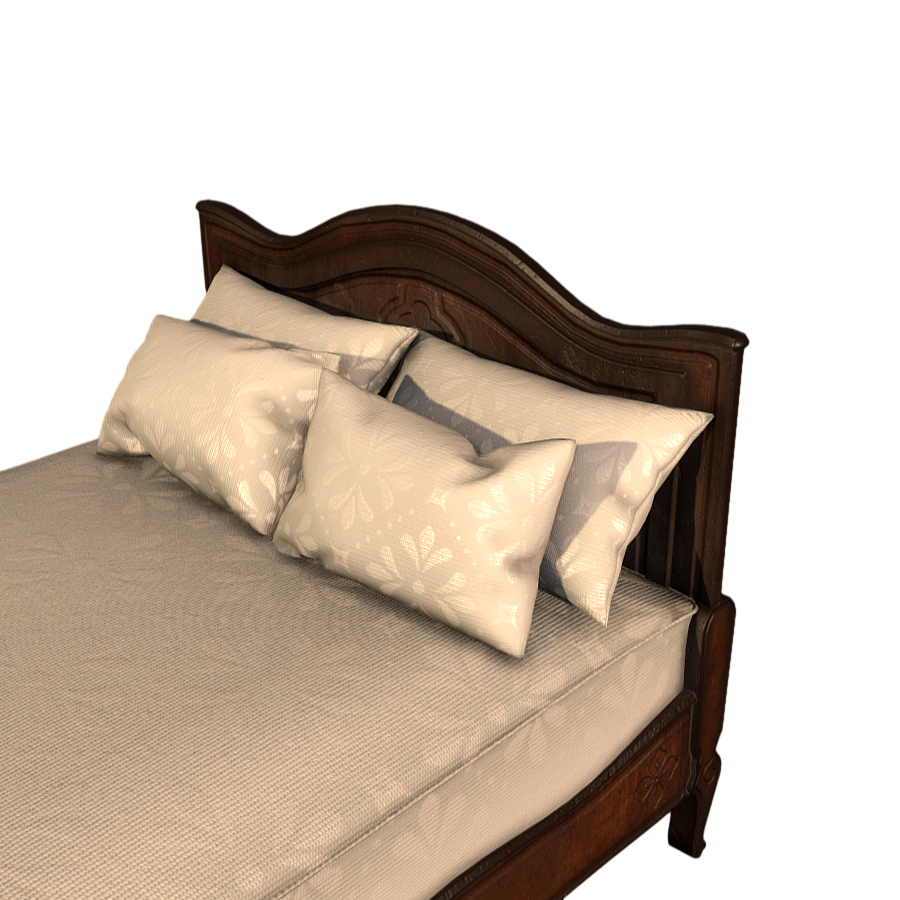 Retro Bedroom Bed Double Bed 3D Model