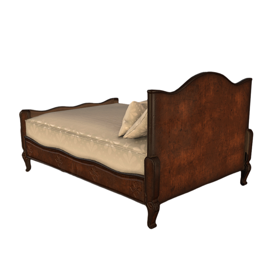 Retro Bedroom Bed Double Bed 3D Model