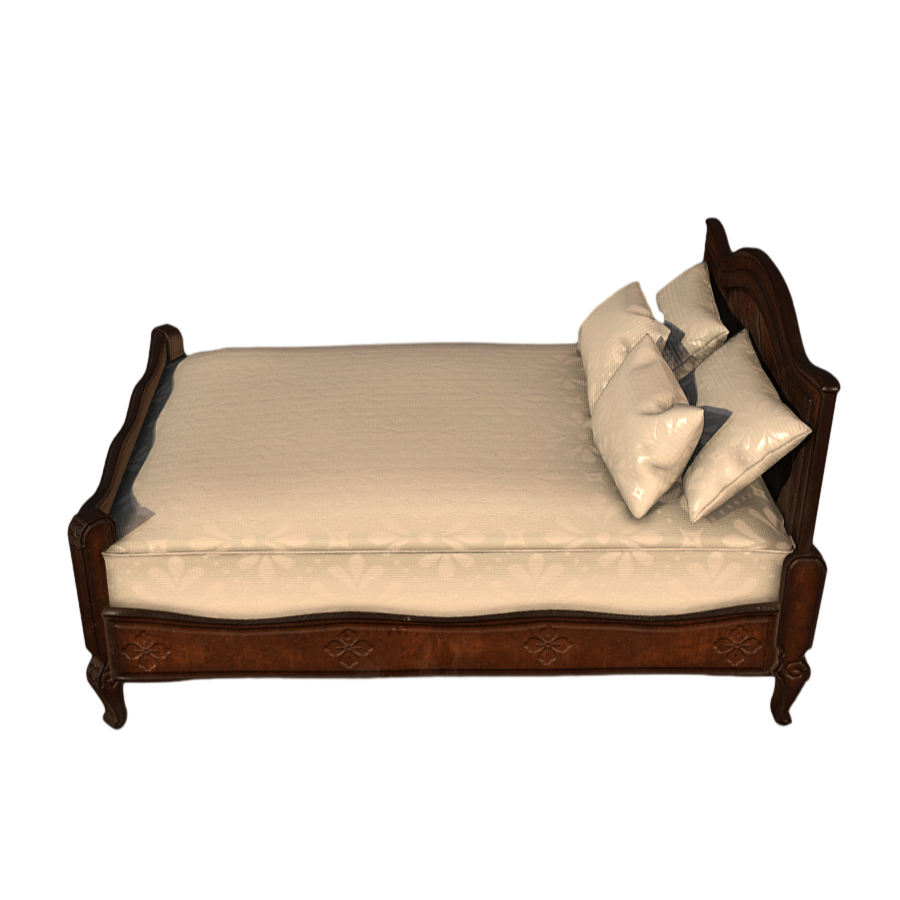 Retro Bedroom Bed Double Bed 3D Model