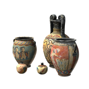 A group of pottery 3D models of the Cretan civilization