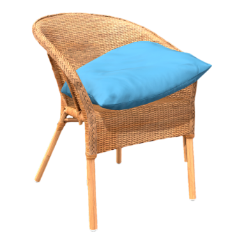 Compile a 3D model of a rattan chair and headrest