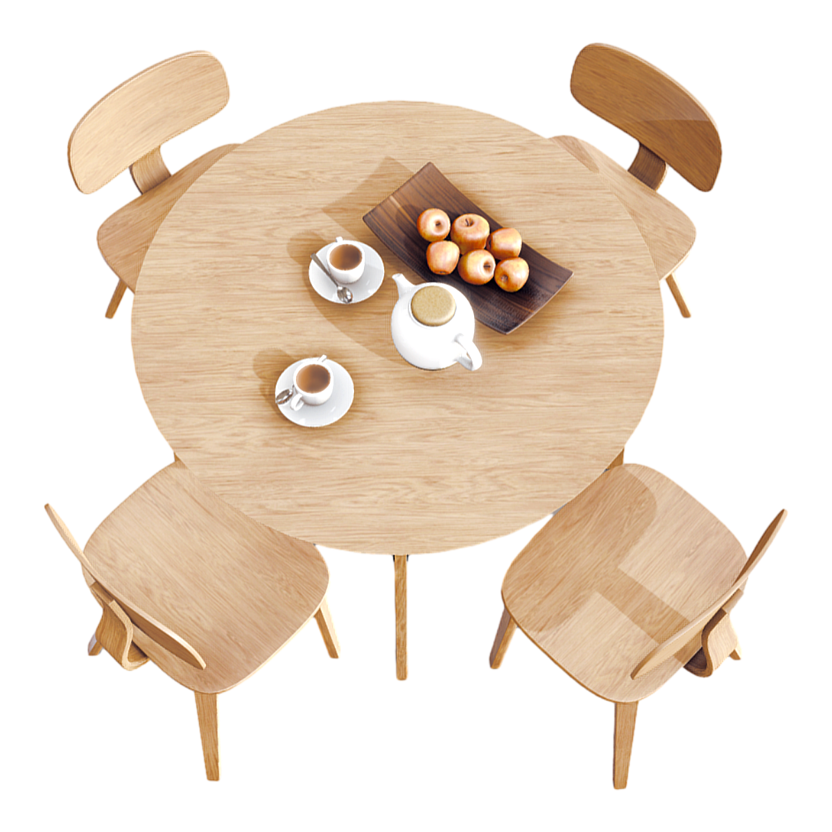 Modern Solid Wood Dining Table Chair Combination 3D Model