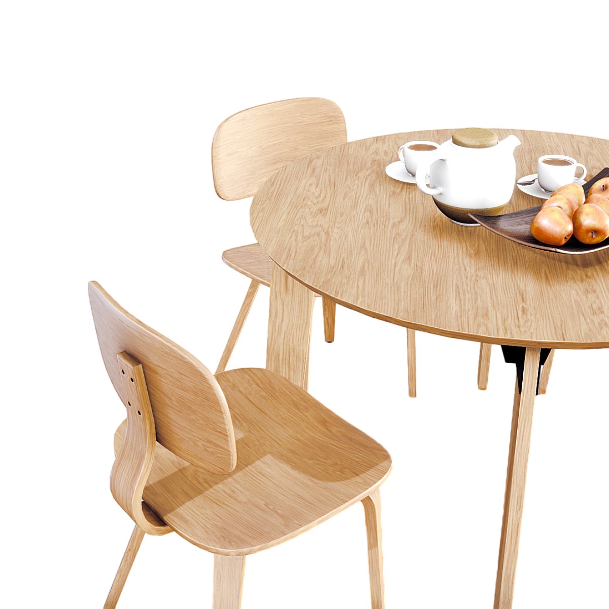 Modern Solid Wood Dining Table Chair Combination 3D Model