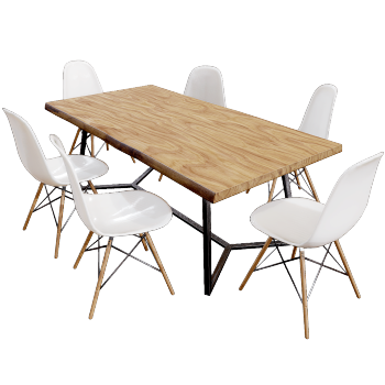 Wooden Family Dining Table 3D Model