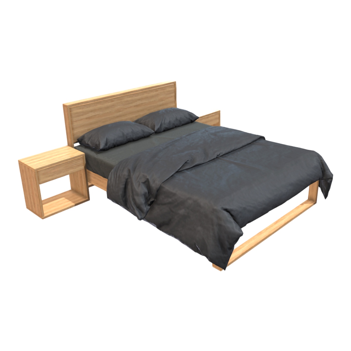 Bedside table bed combination 3D model
