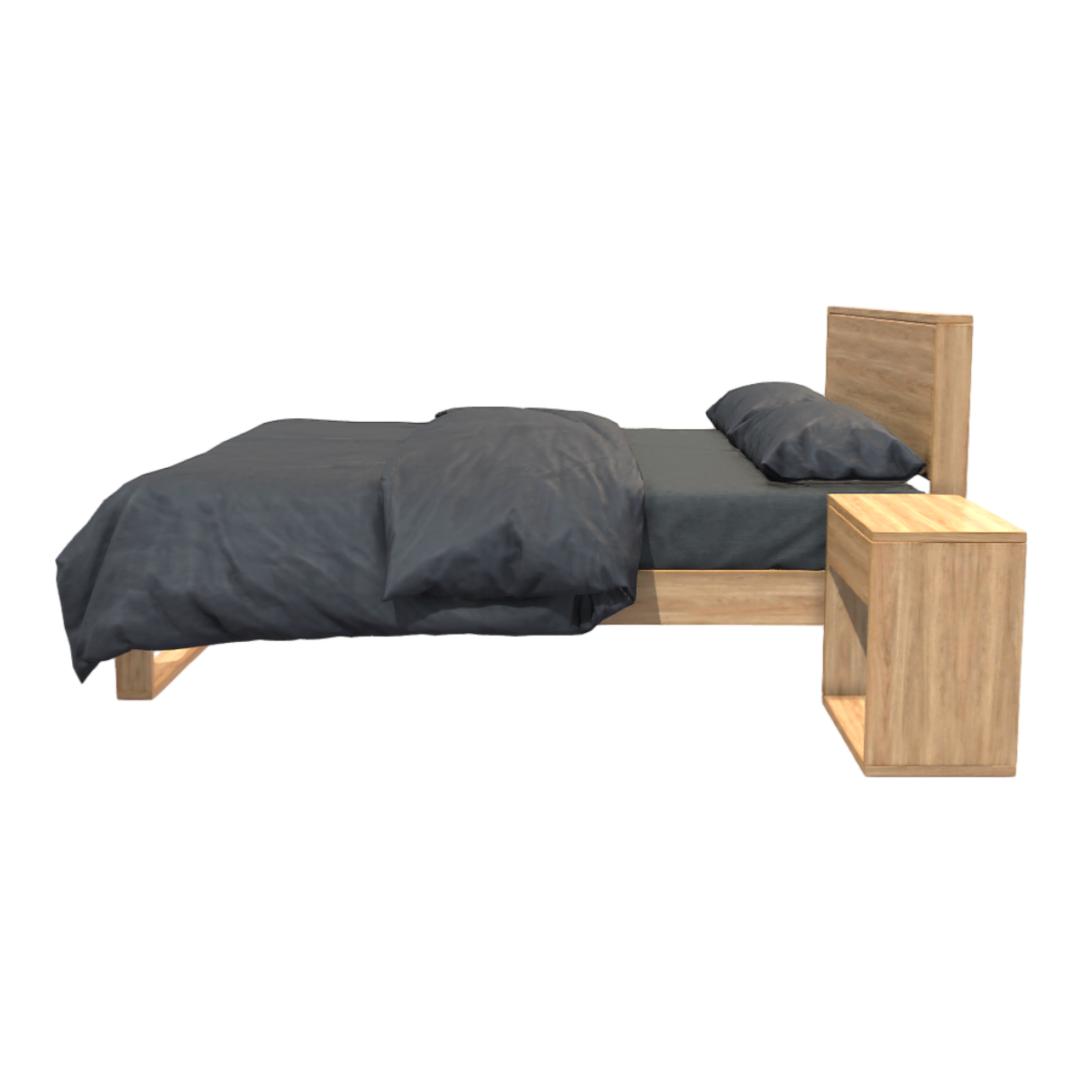 Bedside table bed combination 3D model