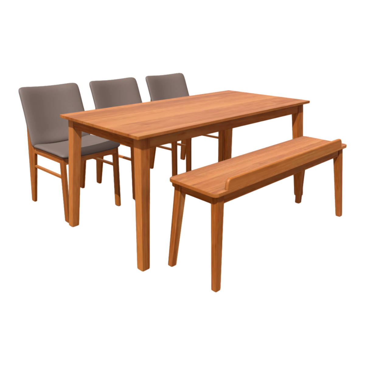 Solid Wood Rectangular Oak Dining Table Chair Set