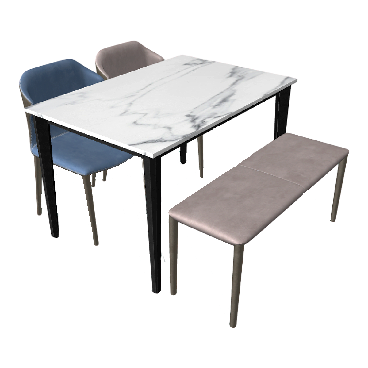 Rectangular thickened table leg rock plate dining table combination