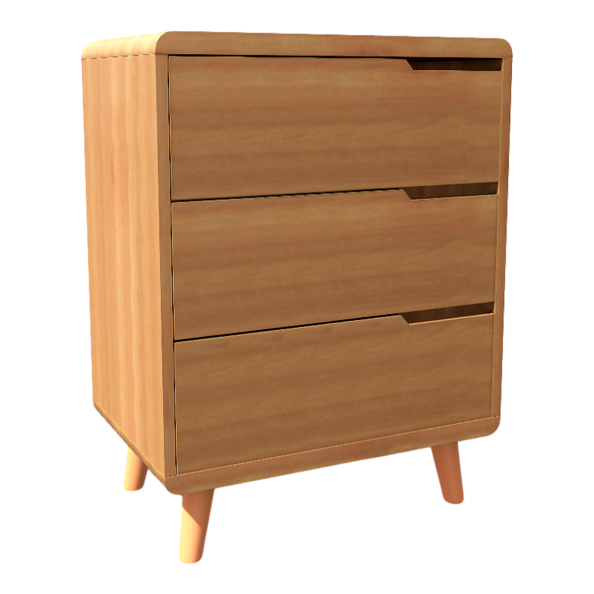Nordic simple solid wood three-drawer cabinet
