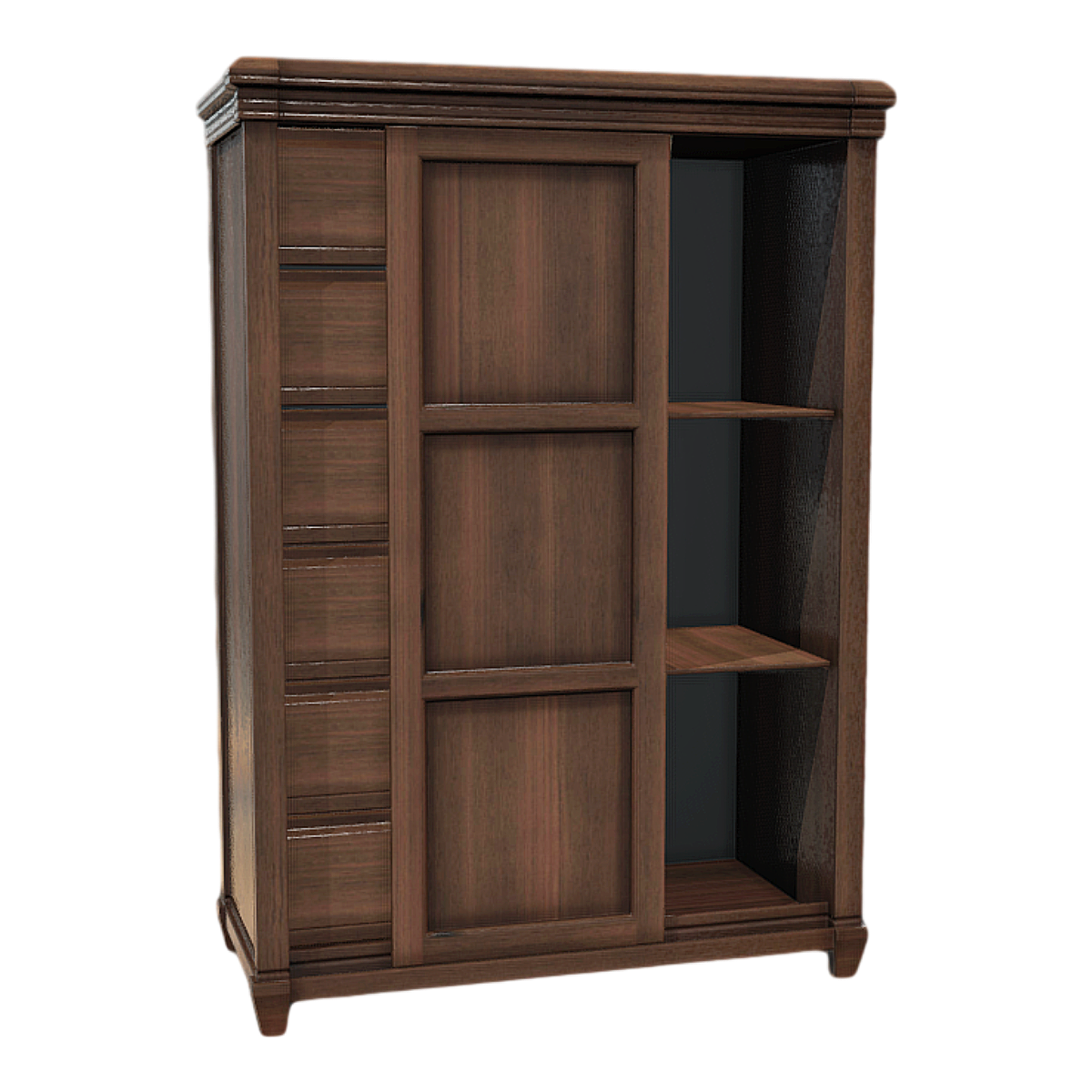 Walnut sliding door bedroom storage cabinet two door wardrobe