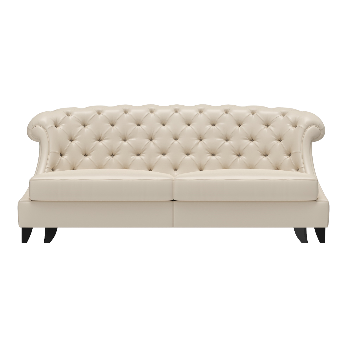 Pure White American Country Leather Art Three-Seat Buckle Sofa