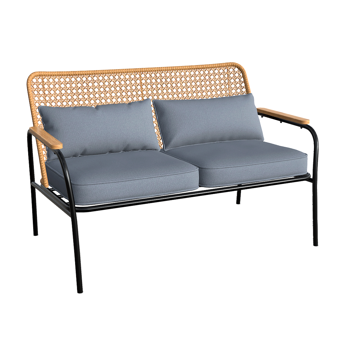 Small Apartment Living Room Double Rattan Iron Sofa