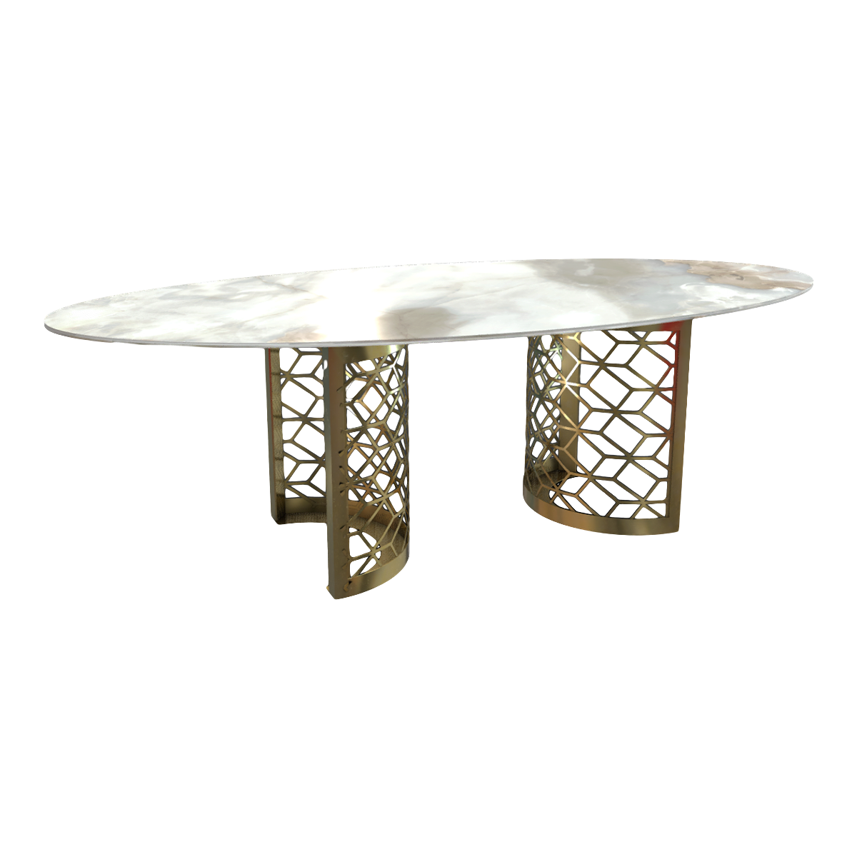 Electroplated gold stainless steel coffee table oval marble coffee table