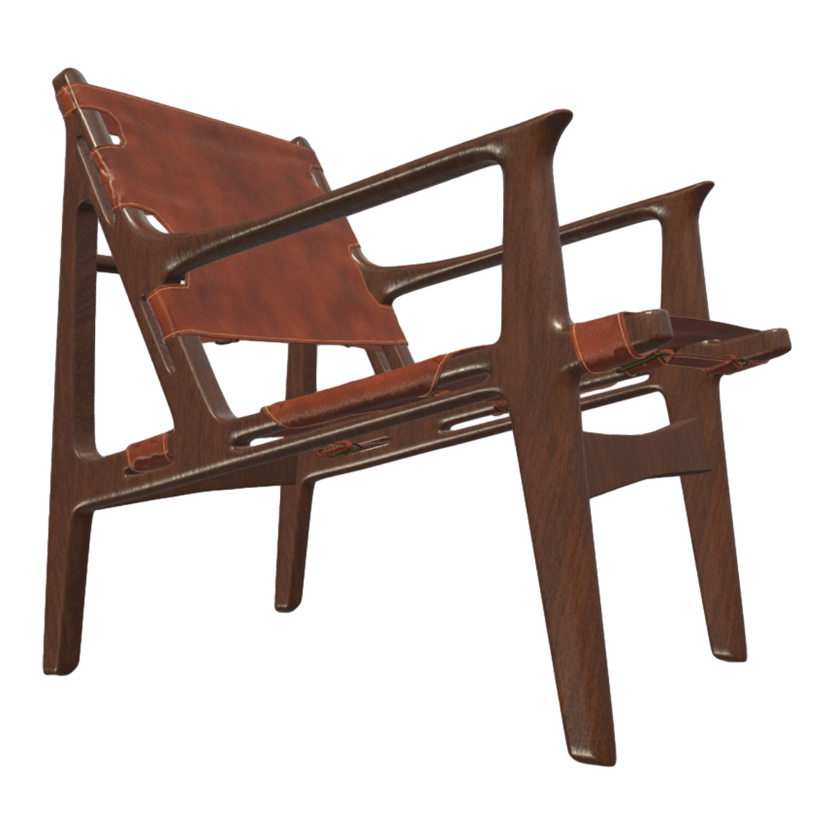 Brown Balcony Chair Saddle Leather Backrest Single Sofa Chair Recliner