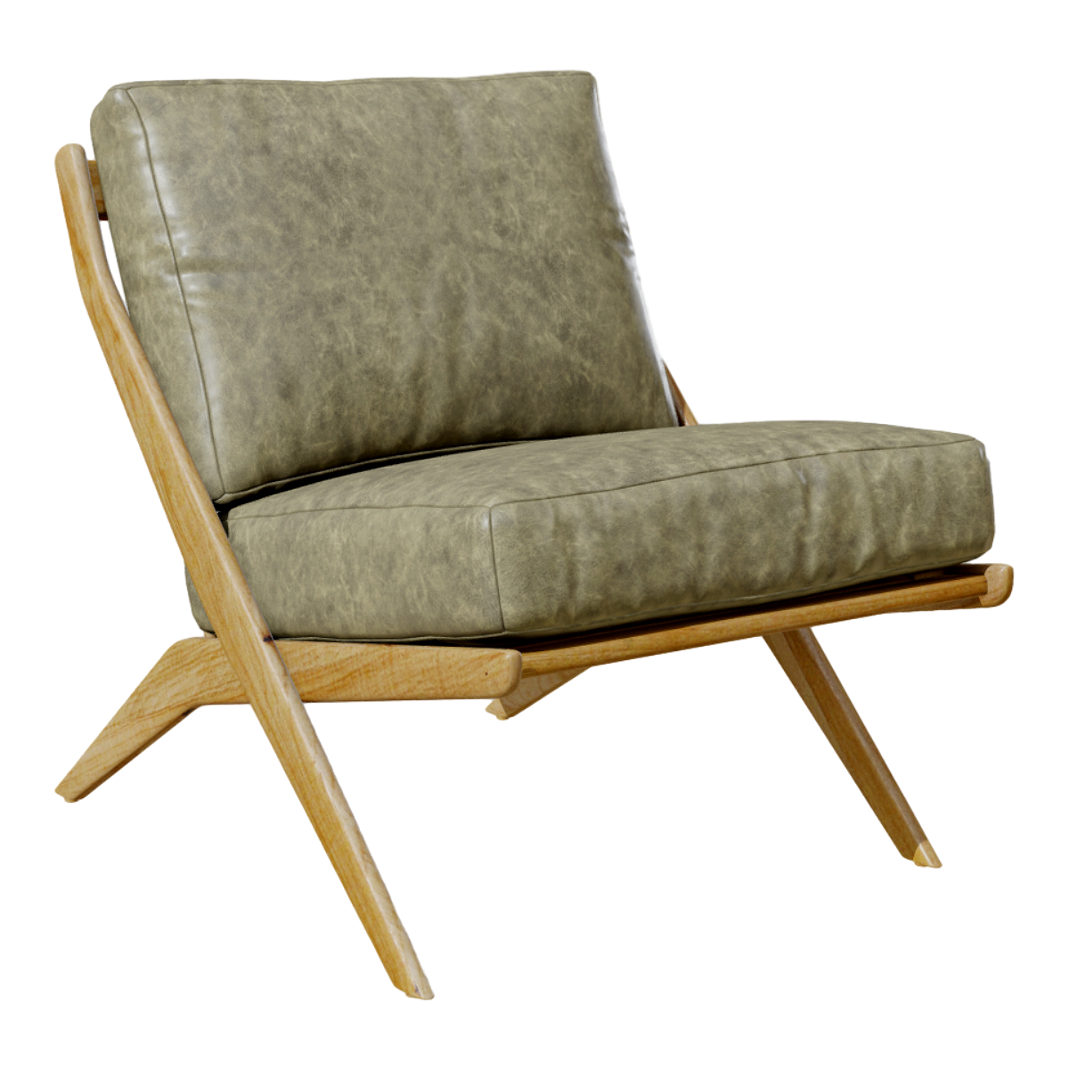 Nordic Country Style Solid Wood Leather Art Sofa Leisure Chair