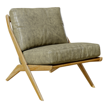 Nordic Country Style Solid Wood Leather Art Sofa Leisure Chair