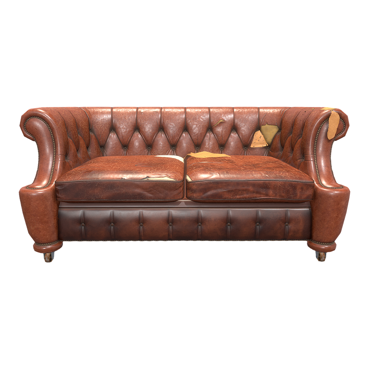 American-style industrial distressed leather double sofa