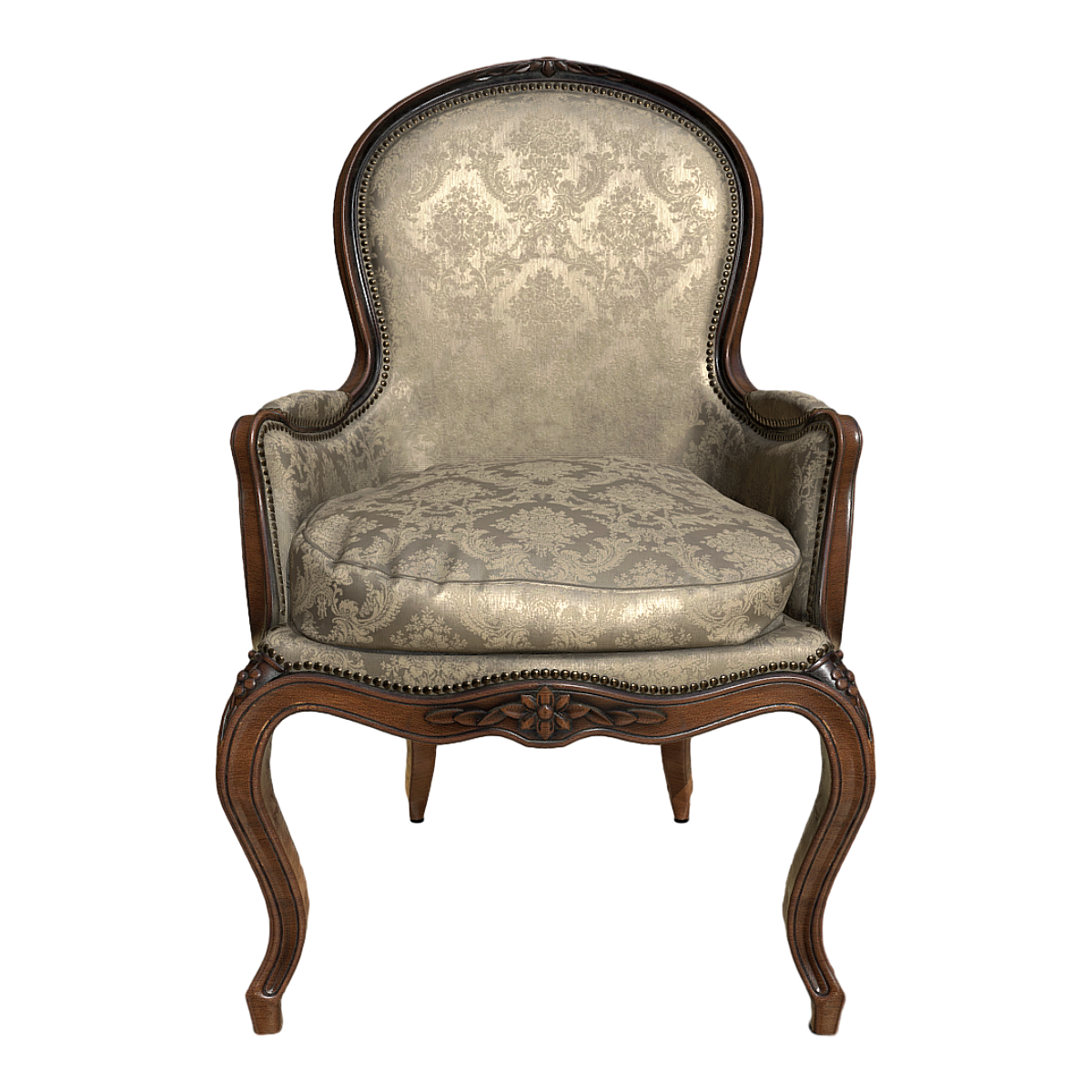 American Country Dining Chair Solid Wood Carved Cloth Chair