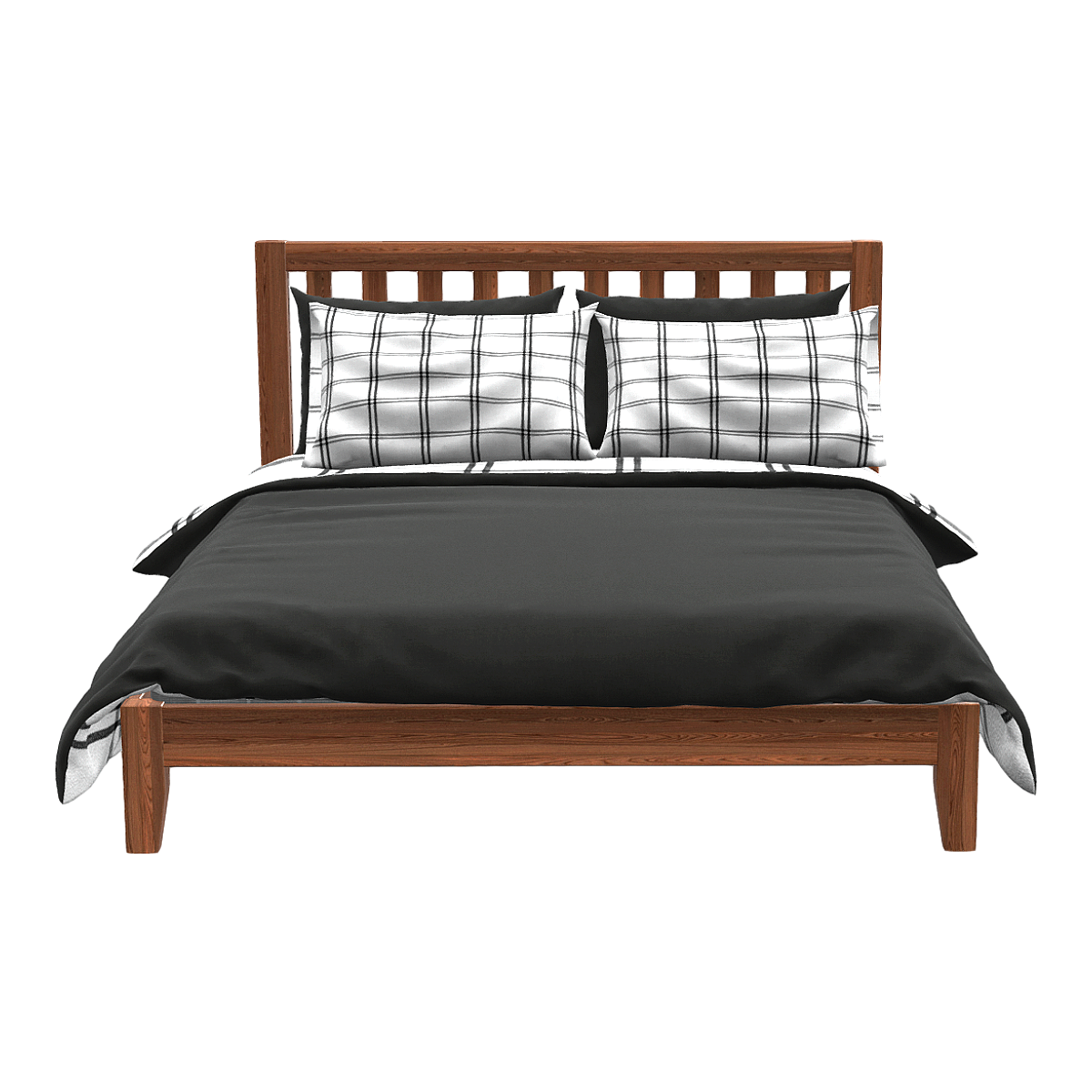 Minimalist Exquisite Double Check Solid Wood Bed