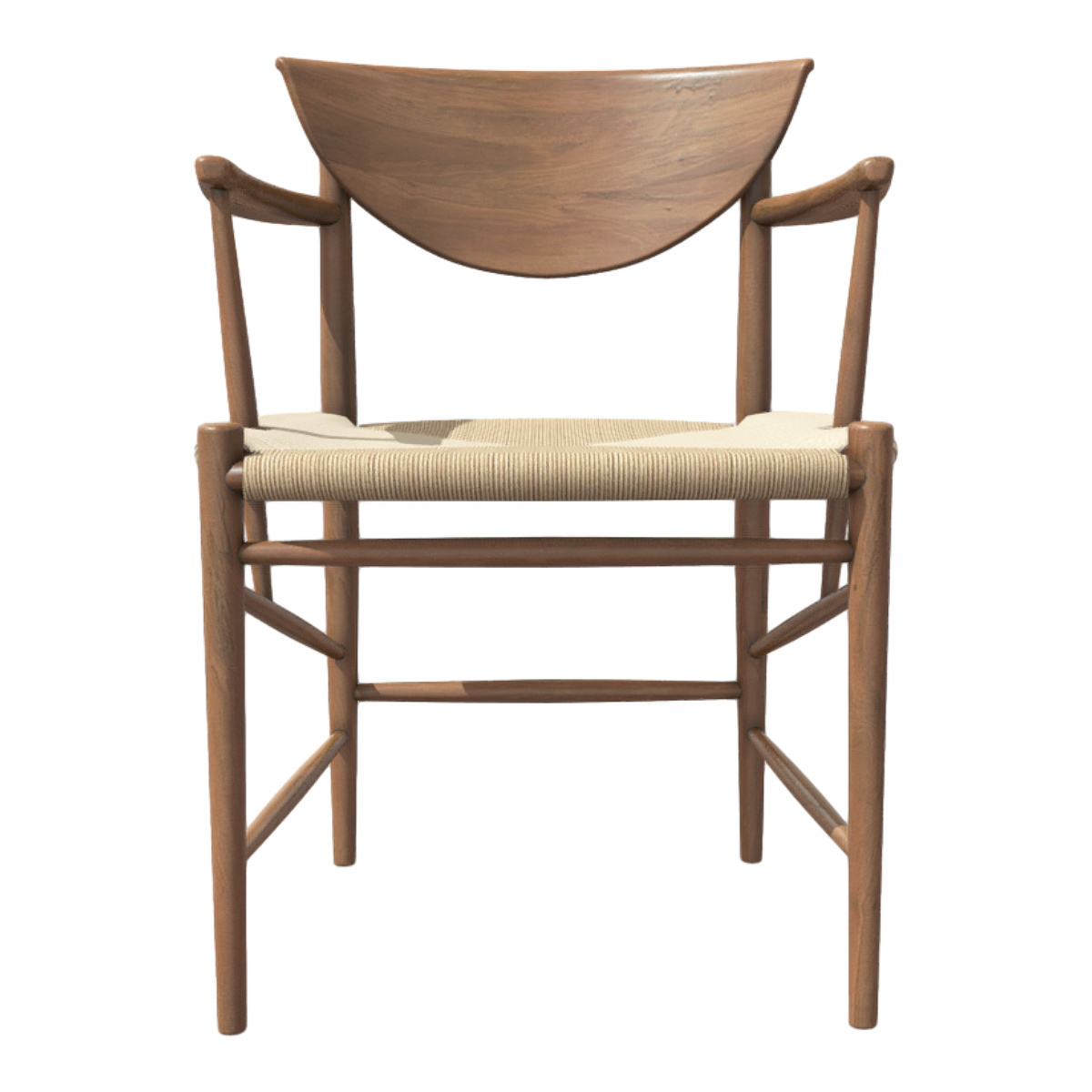 Solid Wood Dining Chair Original Wood Beige Hemp Rope Study Chair