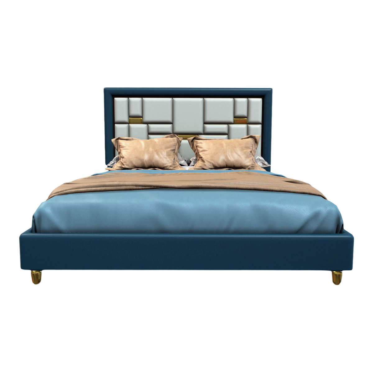 Master Bedroom Leather Bed Soft Bag Sky Blue Leather Bed