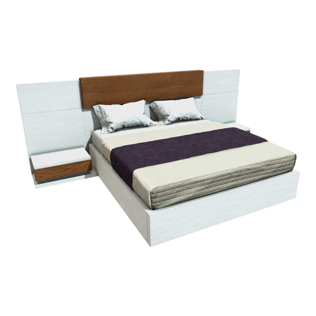 Modern Solid Wood Backrest Double Bed